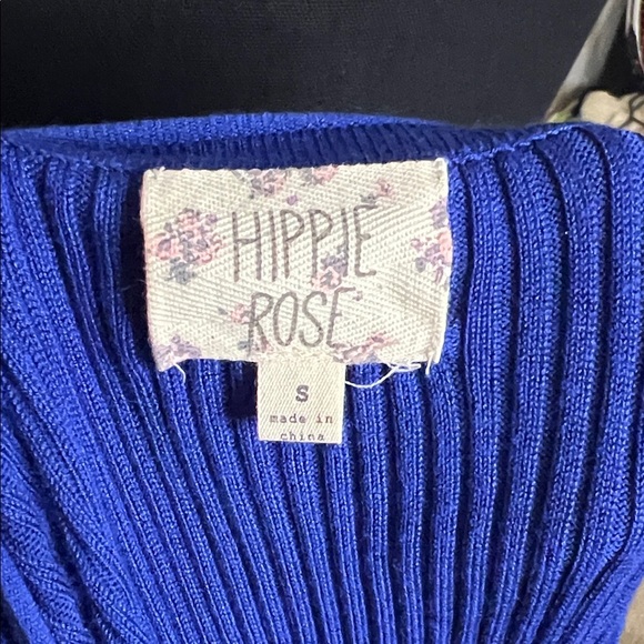 Hippie Rose Puff Sleeve V-Neck Cardigan Royal Blue Size S - Picture 6 of 6